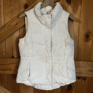 Old Navy White Puffer Sleeveless Jacket Woman's Medium